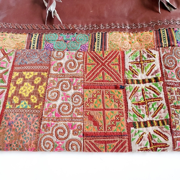 Colorful Leather Tote Bag embroidery Thailand - Picture 5 of 16